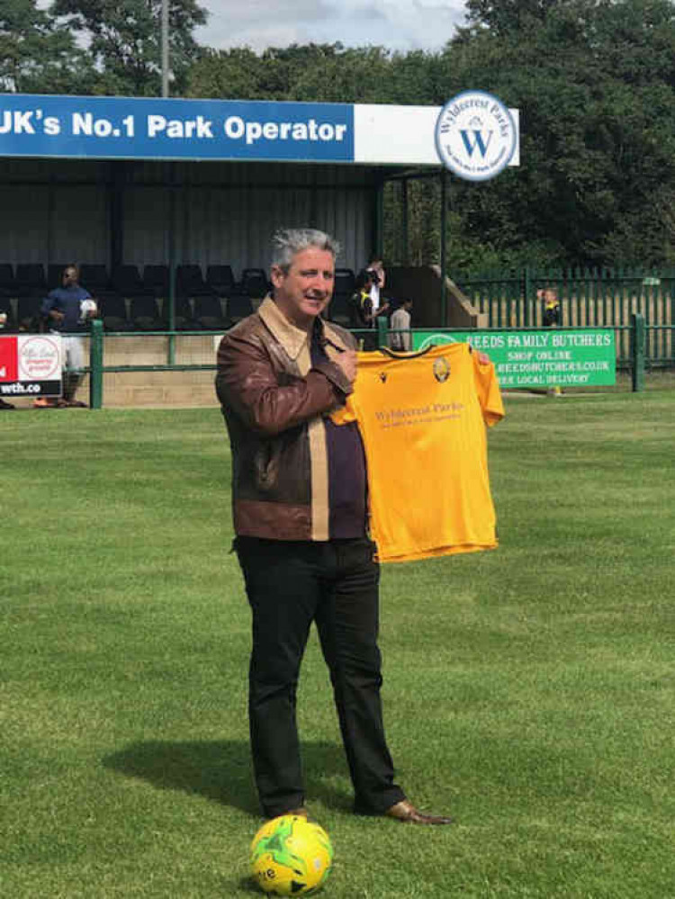 Alfie Best at Rookery Hill today with East Thurrock' new club shirt.