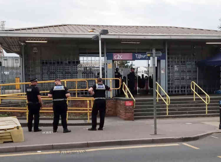Police at Tilbury station last night