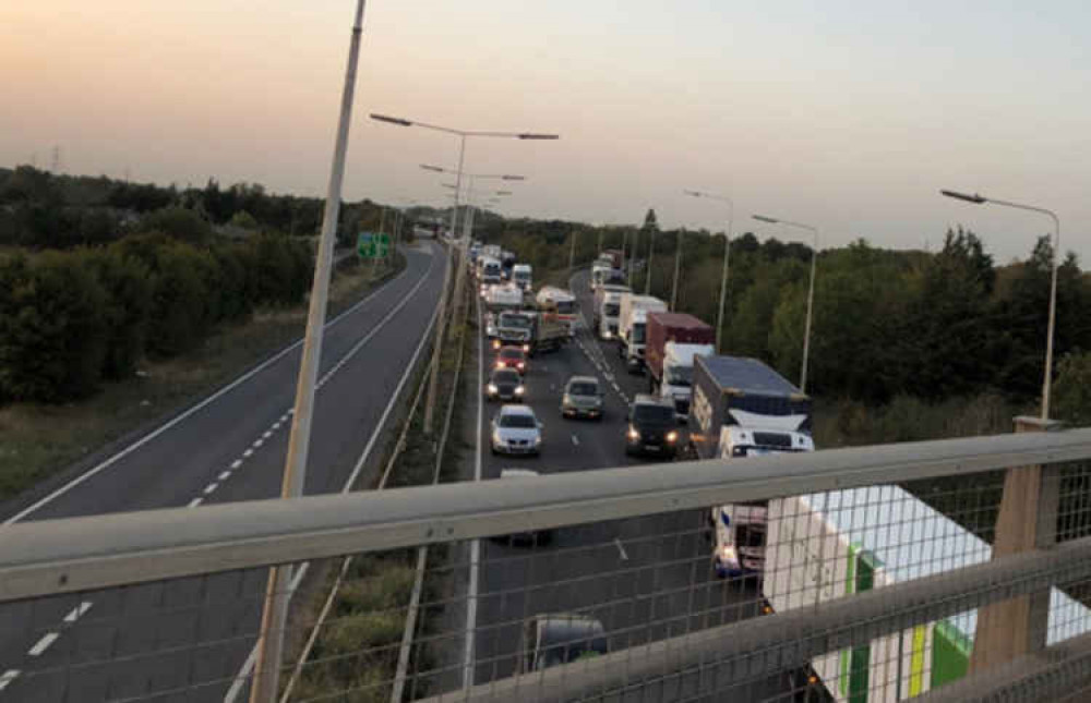 Traffic on the A1089 was brought to a standstill, backing up and causing significant delays on the A13.