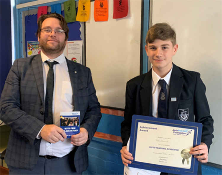 Associate Assistant Head Teacher David Squires with Joseph Urbanowski.