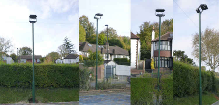 How the floodlight posts might have looked.