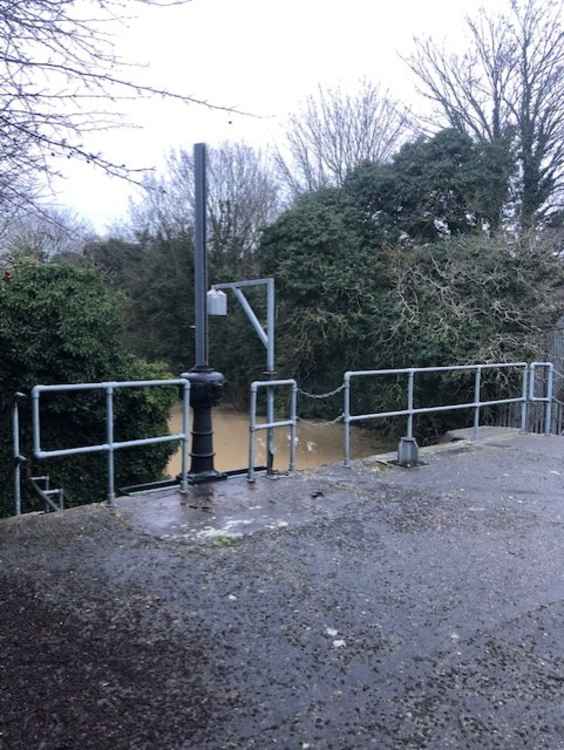 Water backs up behind the sluice. Water backs up behind the sluice.
