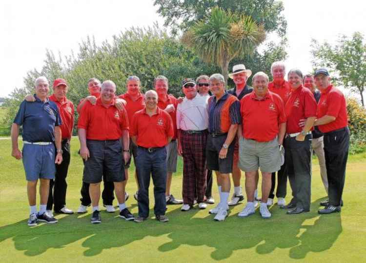 A comic's comic. Johnny Clark with members of the Comedians Golf Society who were frequent visitors to Langdon Hills.