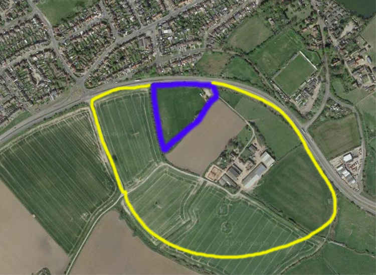 The wider area within the yellow line might be redeveloped if plans come to fruition. Corringham athletic play within the area marked in blue.