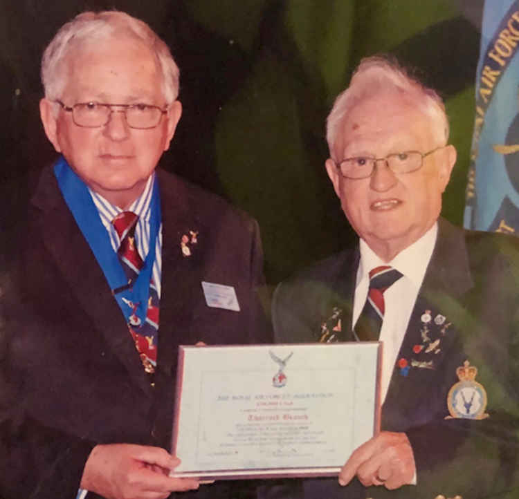 Eddy received his second award for Wings Appeal fundraising in 2011 from Air Commodore N. T. Carter.