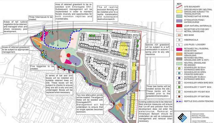 How the new estate will be laid out with areas left for wildlife and grassland to flourish