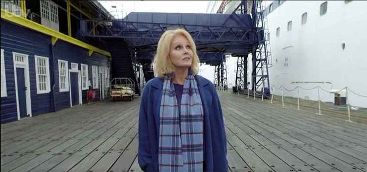 Joanna Lumley on the quayside at Tilbury.