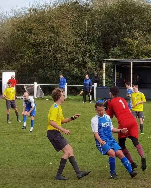 Action from the Junior Cup - which had to be decided by penalties. Picture by Bob Shaw.