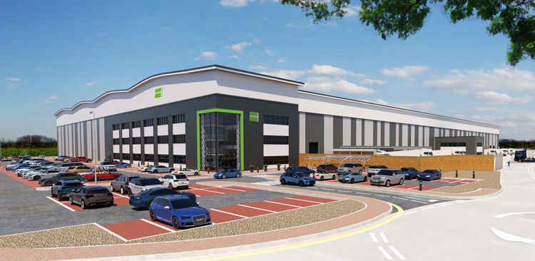 The warehouse and distribution centre that will eventually rise on the site.