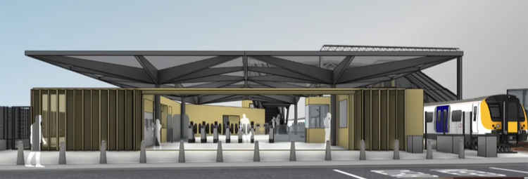 The planned new station frontage.