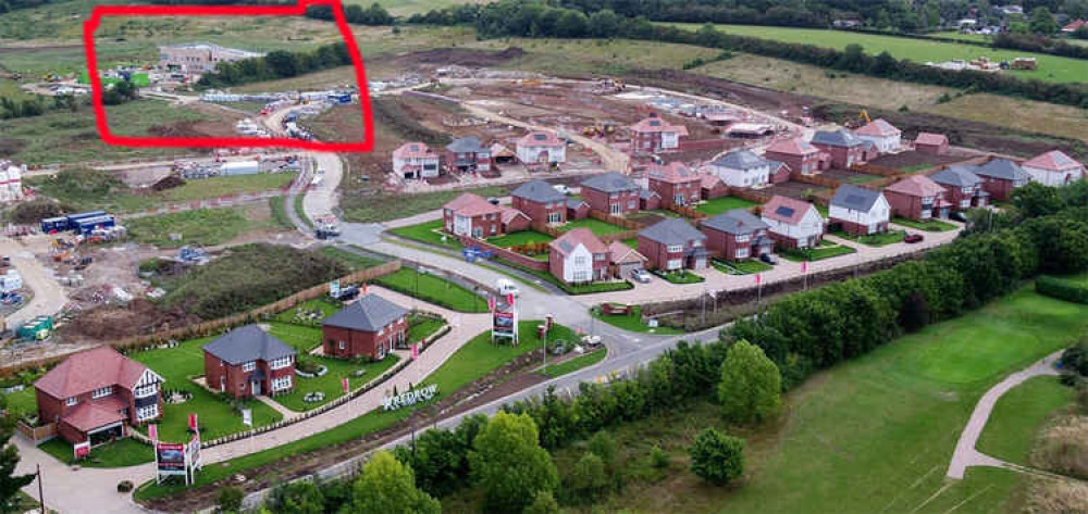 The new estate and hospice building (top left)