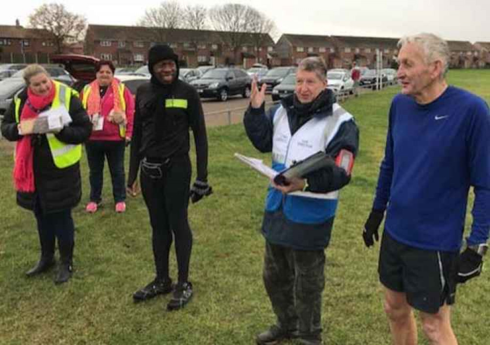 Peter Eates (second right) is itching to get back into Parkrun action