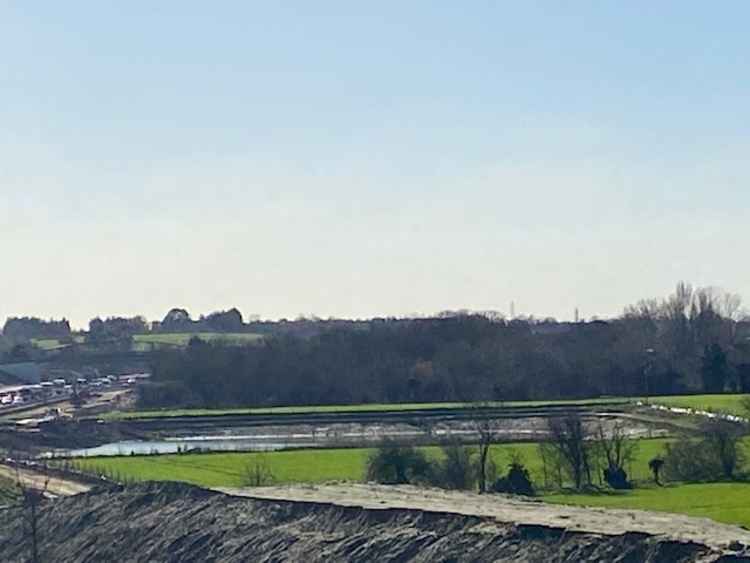 The huge new pond adjacent to the A13. It was created to allow work on an underground pipe to take place says Thurrock Council. The huge new pond adjacent to the A13. It was created to allow work on an underground pipe to take place says Thurrock Council.