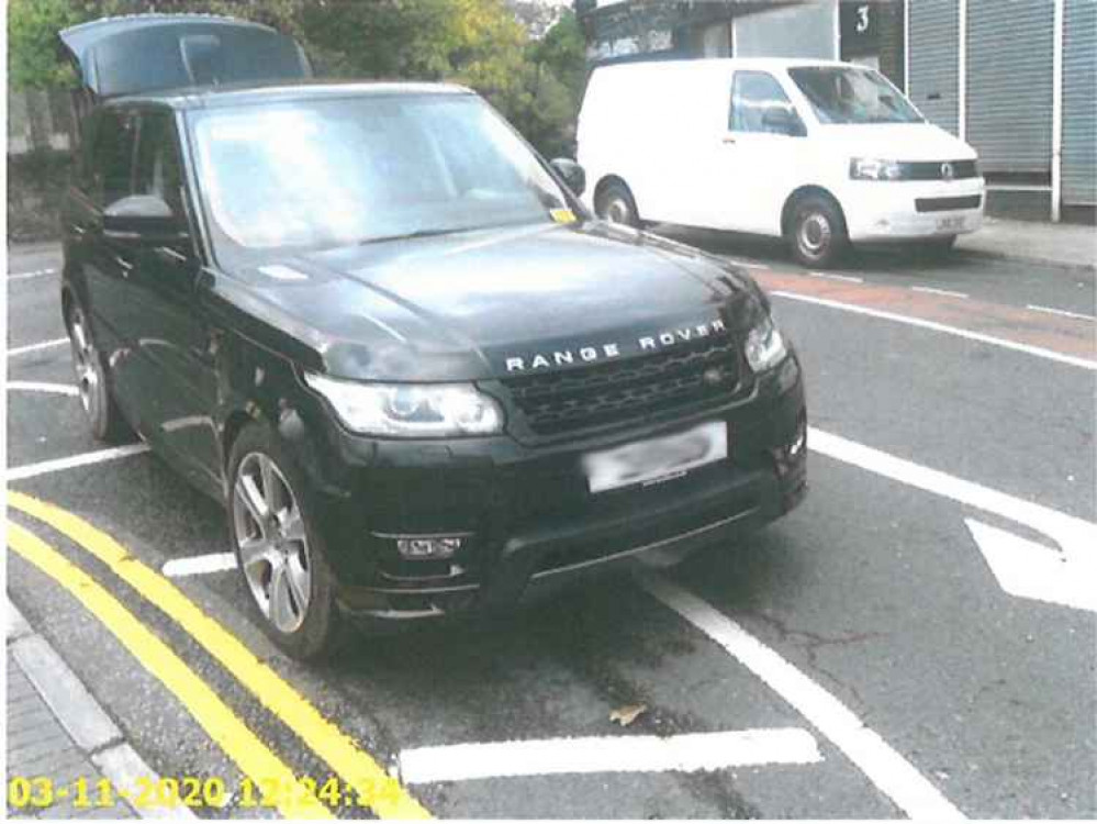 A picture submitted by Thurrock Council of Mr Lloyd-Warne's vehicle parked on double-yellows. The boot is open for unloading but that cut no ice with the officer who took the picture and issued the ticket.