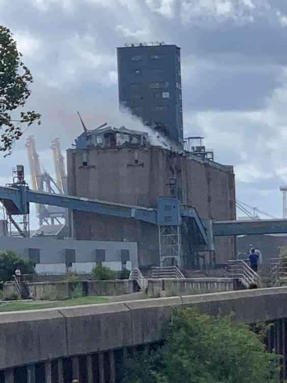 The silo soon after the explosion. Picture by Rex Dax.