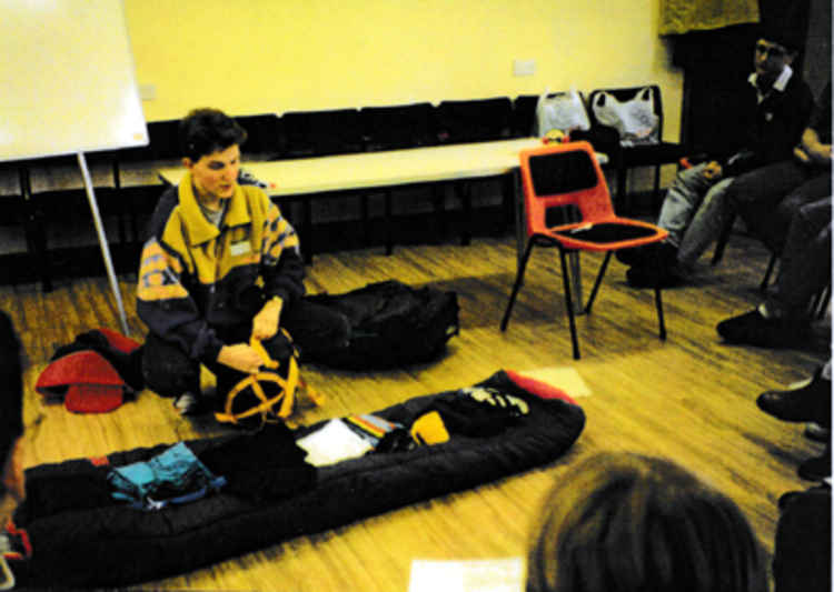 A pre-expedition equipment check with voluntary leader Andrew Kettlety.