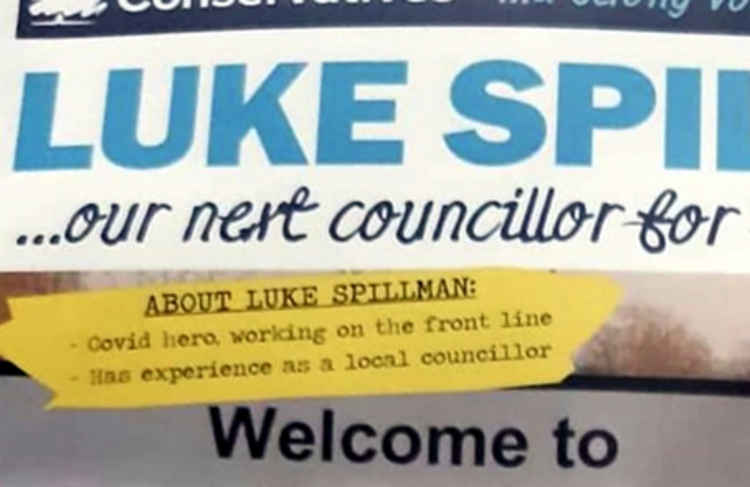 The controversial acclamation on Cllr Spillman's election leaflet.