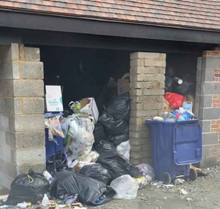 Communal bin points like this one in Stanford-le-Hope are overflowing following a failure to collect on smaller private estates or apartment blocks