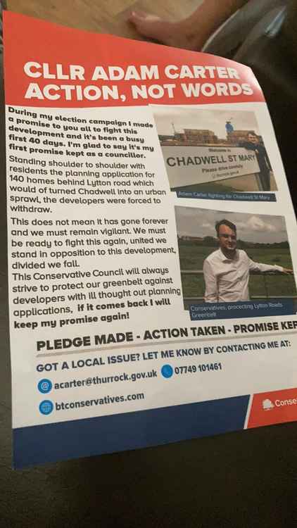 Cllr Adam Carter's controversial valedictory leaflet.