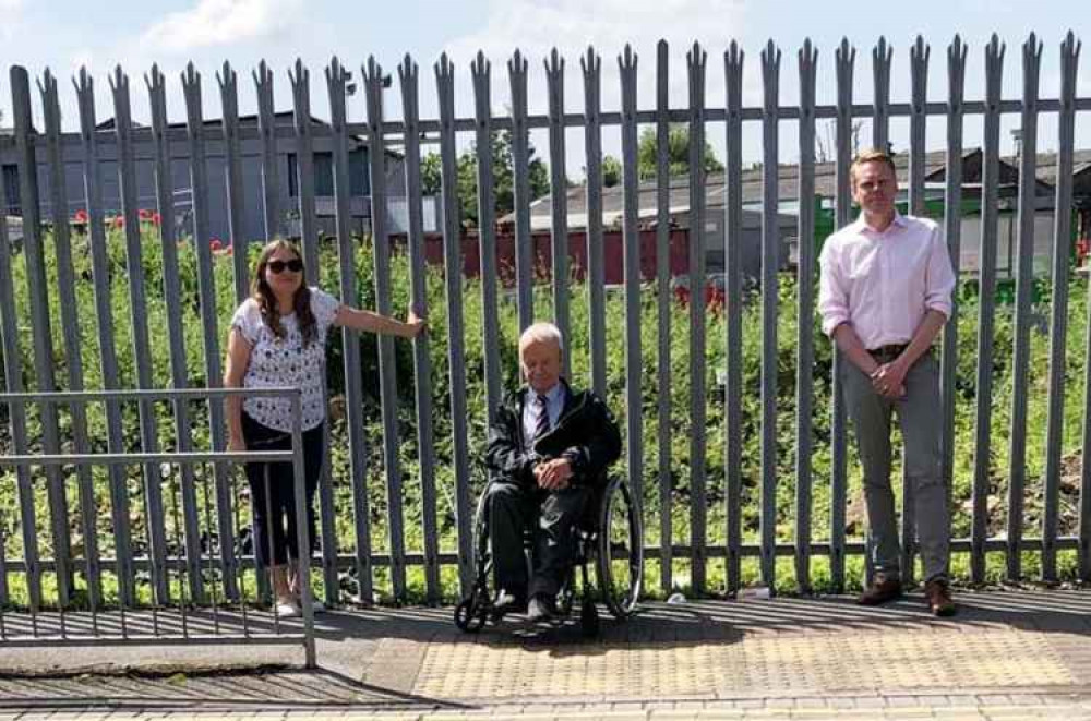 Cllrs Jane Pothecary, Tony Fish and Martin Kerin next to the land that has been sold.