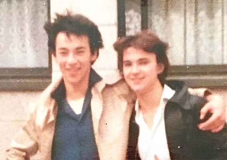 Alix Sharkey, left, pictured left beside younger brother Stuart Campbell in August 1975 when they were aged 18 and 17)