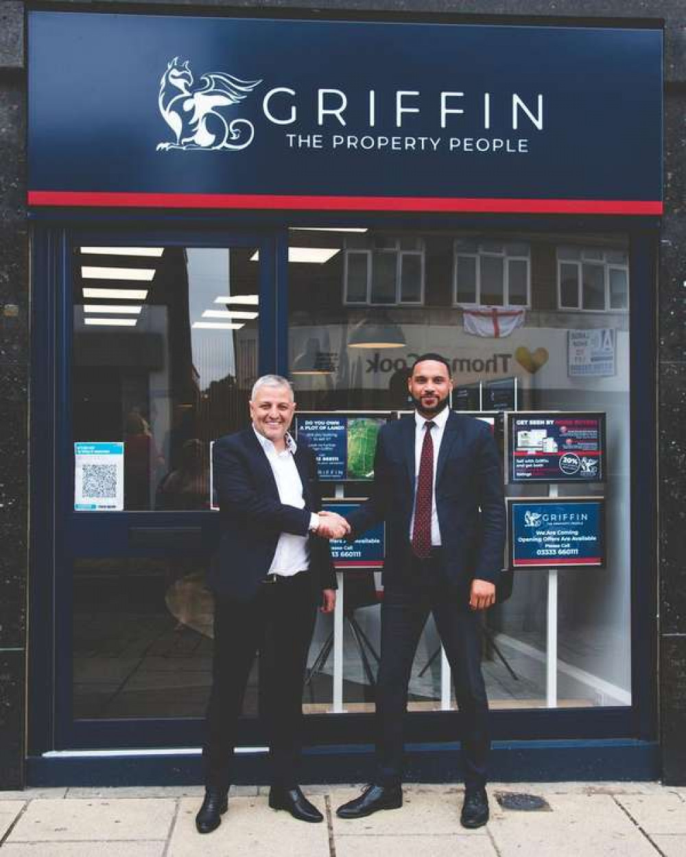 Alan Webb and Dwain, branch manager of he new Hornchurch office.