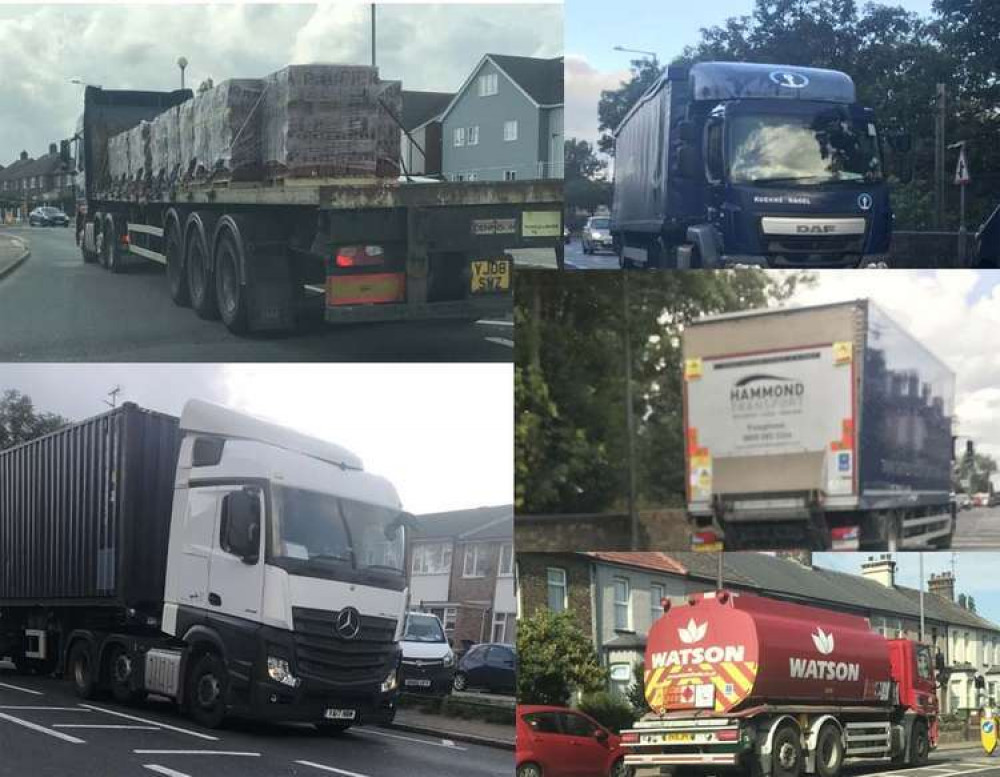 Just a few of the lorries captured on camera on the restricted part of London Road in a short space of time