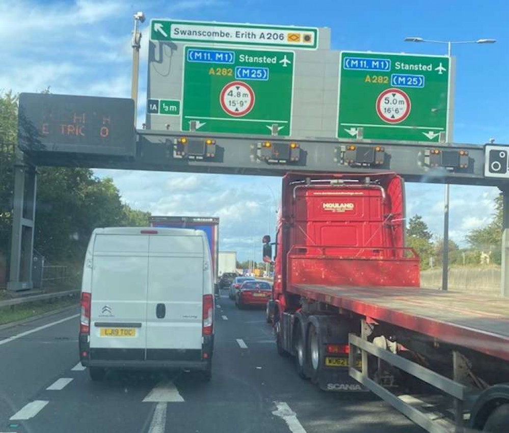 There was severe congestion south of the Dartford Tunnel as police closed the eastern tunnel for forensic examination following the death of a bike rider