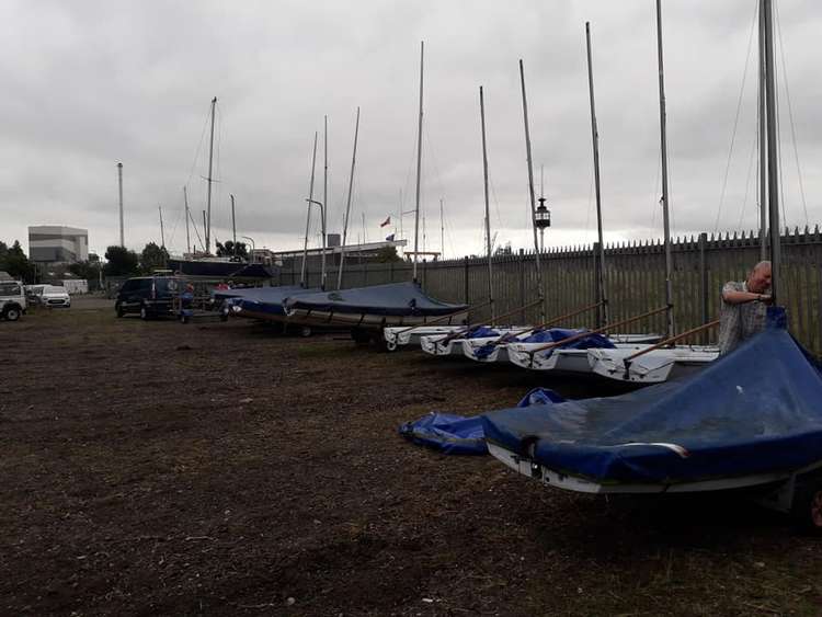 Dinghies lined up ready for  action.