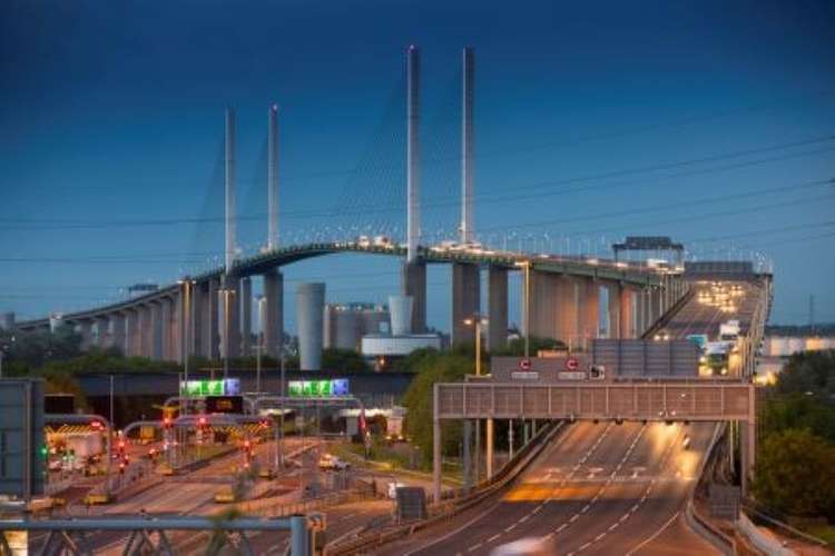 A panoramic view of the QEII bridge