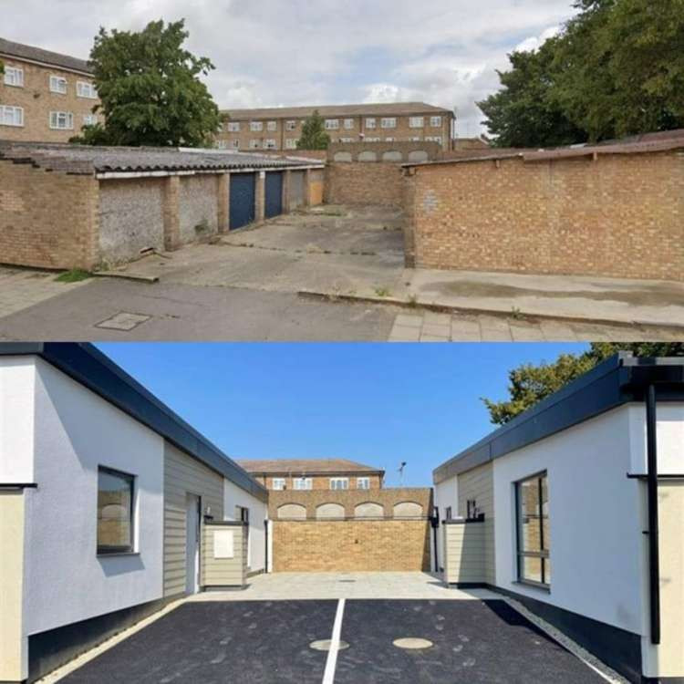 Before and after. The properties on Defoe Parade.