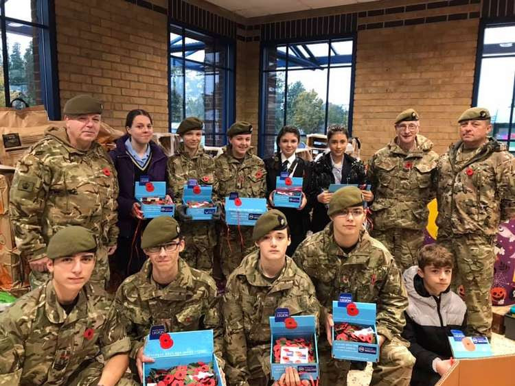 Cadets and their leaders at the store.