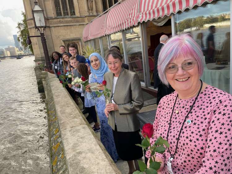 Roses were cast on the Thames so they could float down the river past Tilbury!