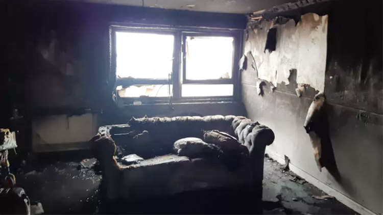 The inside of the flat after the blaze.