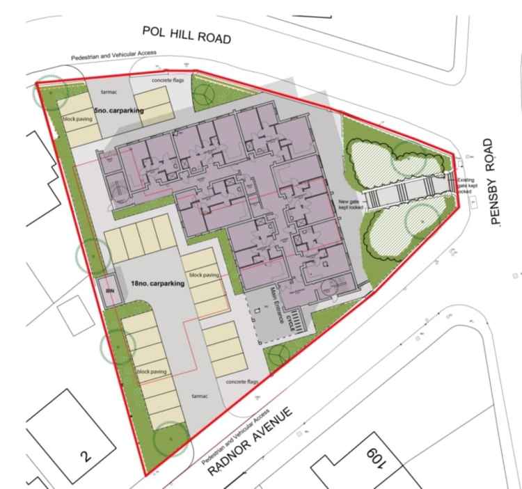 The site plan featuring 23 car parking spaces