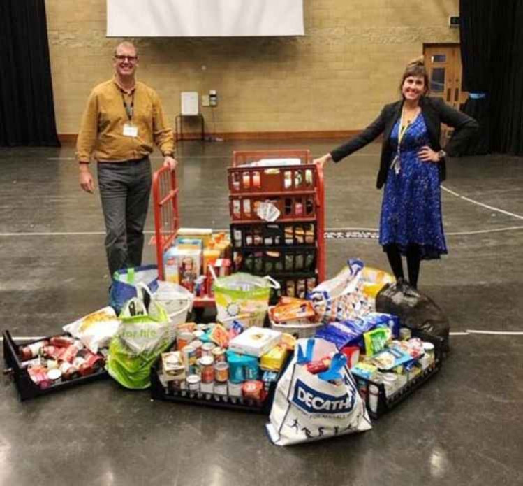 Operational Manager for Thurrock Foodbank Peter Newall and Ute Steenkamp (Progress Leader Year 8)