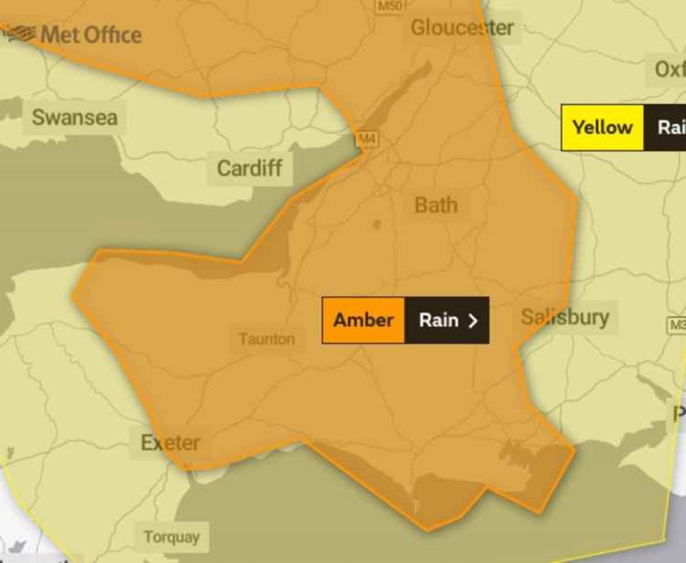 Dorset's weather warning for rain has been upgraded to amber