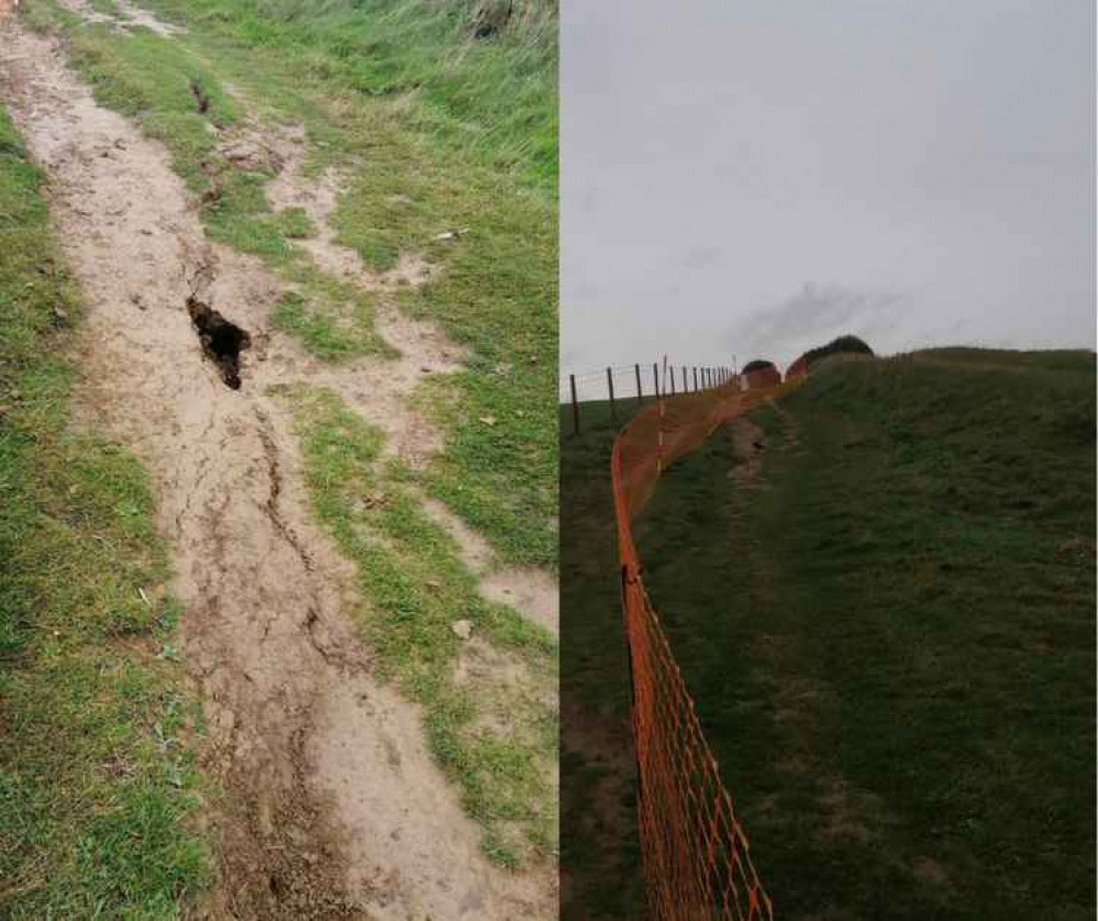 Cordon in place on unstable cliff near Highlands End Picture: Dorset Council