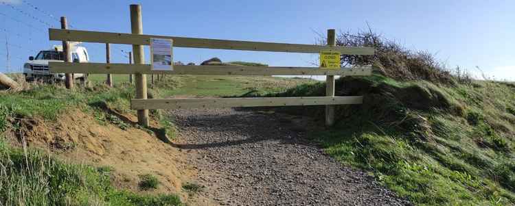 A section of coast path is closed near West Bay