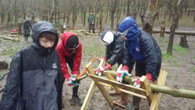 Students working on Allington Hill