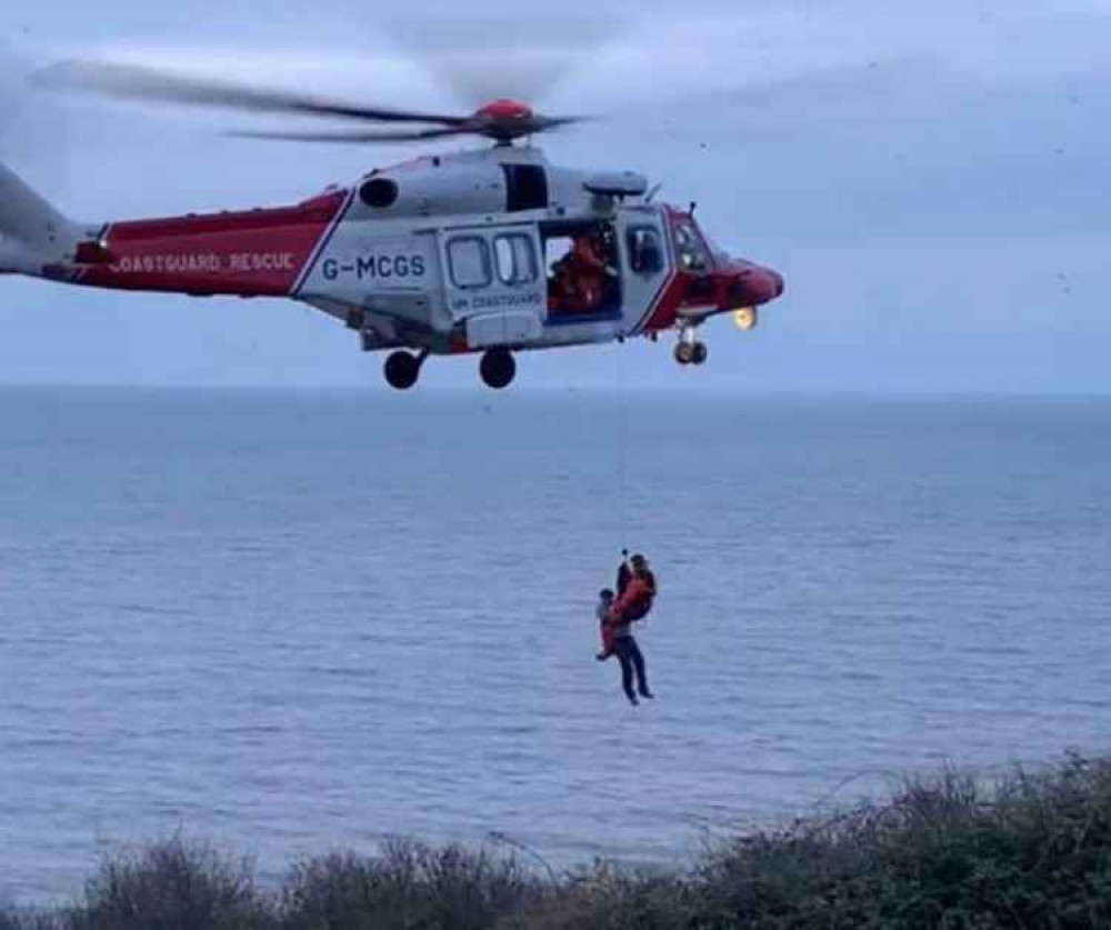 A man was rescued by coastguards after climbing up a cliff near Seatown to escape the incoming spring tide Picture: Lyme Regis Coastguard