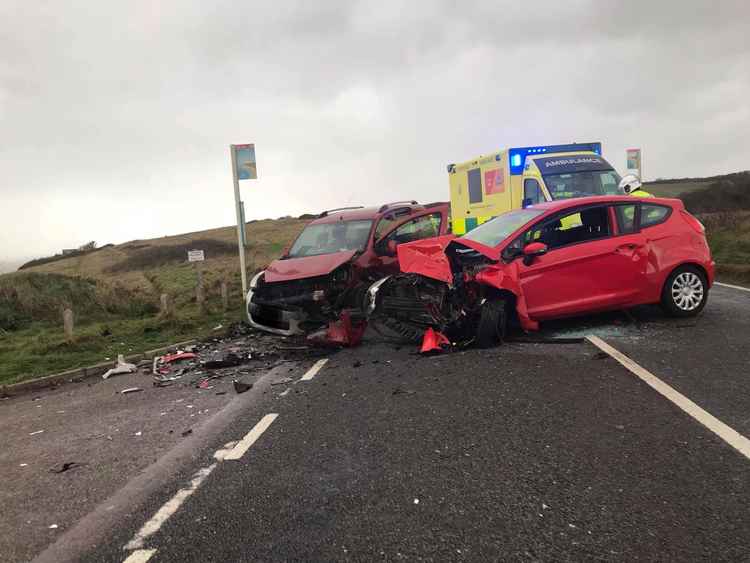 The B3157 between Bridport and Abbotsbury is closed after a crash this morning Picture: Bridport Fire Station