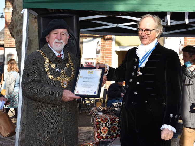 Bridport mayor, Cllr Ian Bark, accepts the High Sheriff Award Picture: Tim Russ