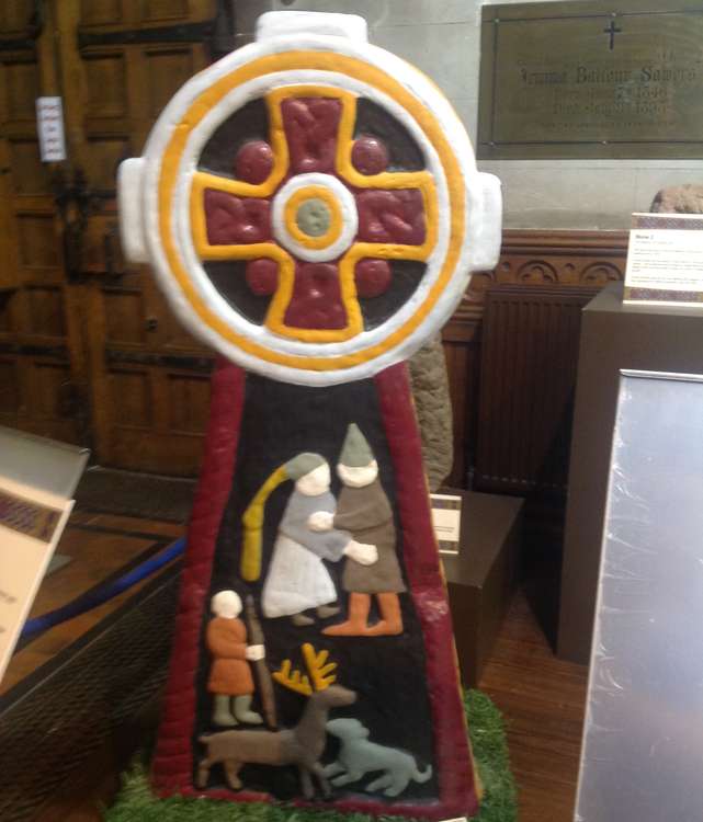 The "Viking Lady" replica cross at the Church of St Mary and St Helen, beautifully reconstructed after laser scanning of fragments found in the Church