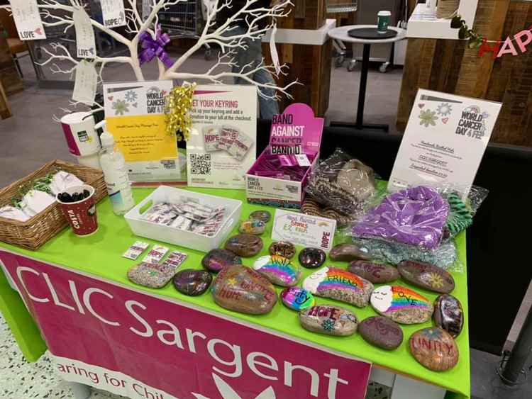 The CLIC Sargent stall in Bridport Morrisons