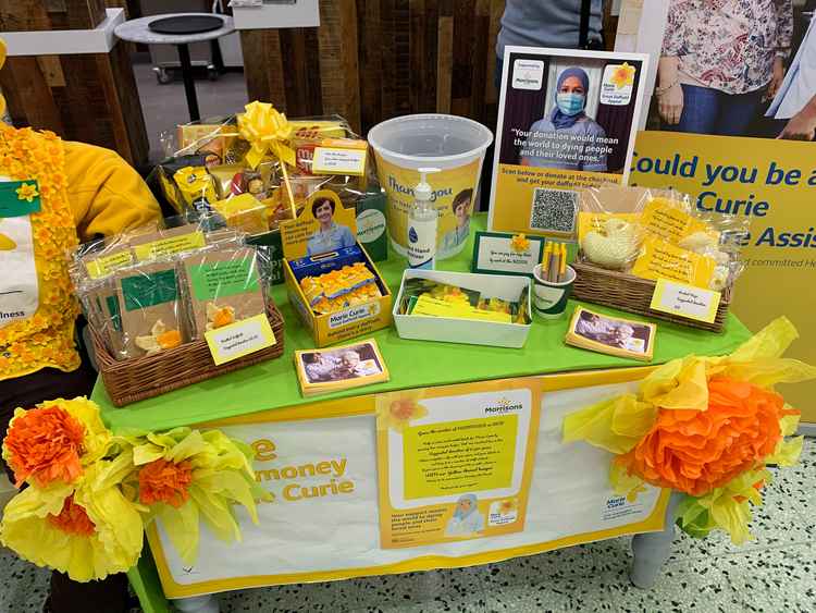 Th Marie Curie stall at Bridport Morrisons