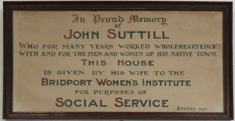 The nearest memorial to Agnes Suttill in the WI Hall