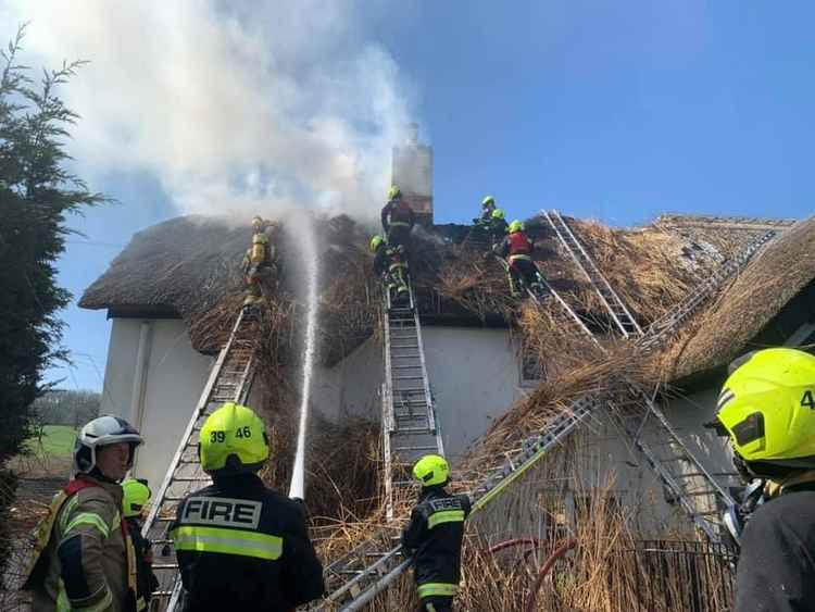 The thatch fire Picture: Bridport Fire Station