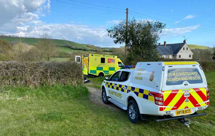 Officers in North Chideock Picture: West Bay Coastguard