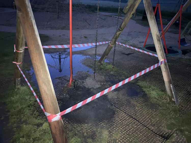 The swing at West Bay was set alight and destroyed